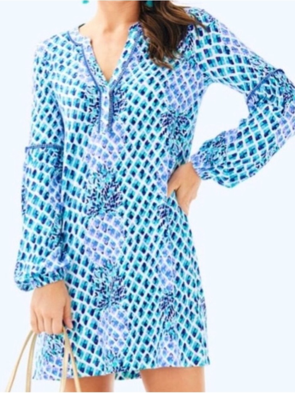 Lilly Pulitzer Blue Turquoise Patterned Tunic Dress